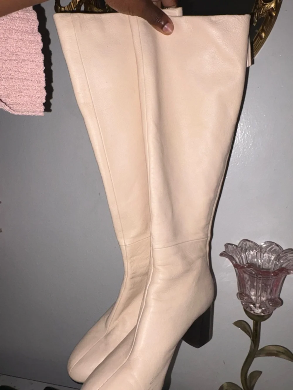 Phillip Lim Cream Knee High Leather Boots | Minimalist Luxury | Size